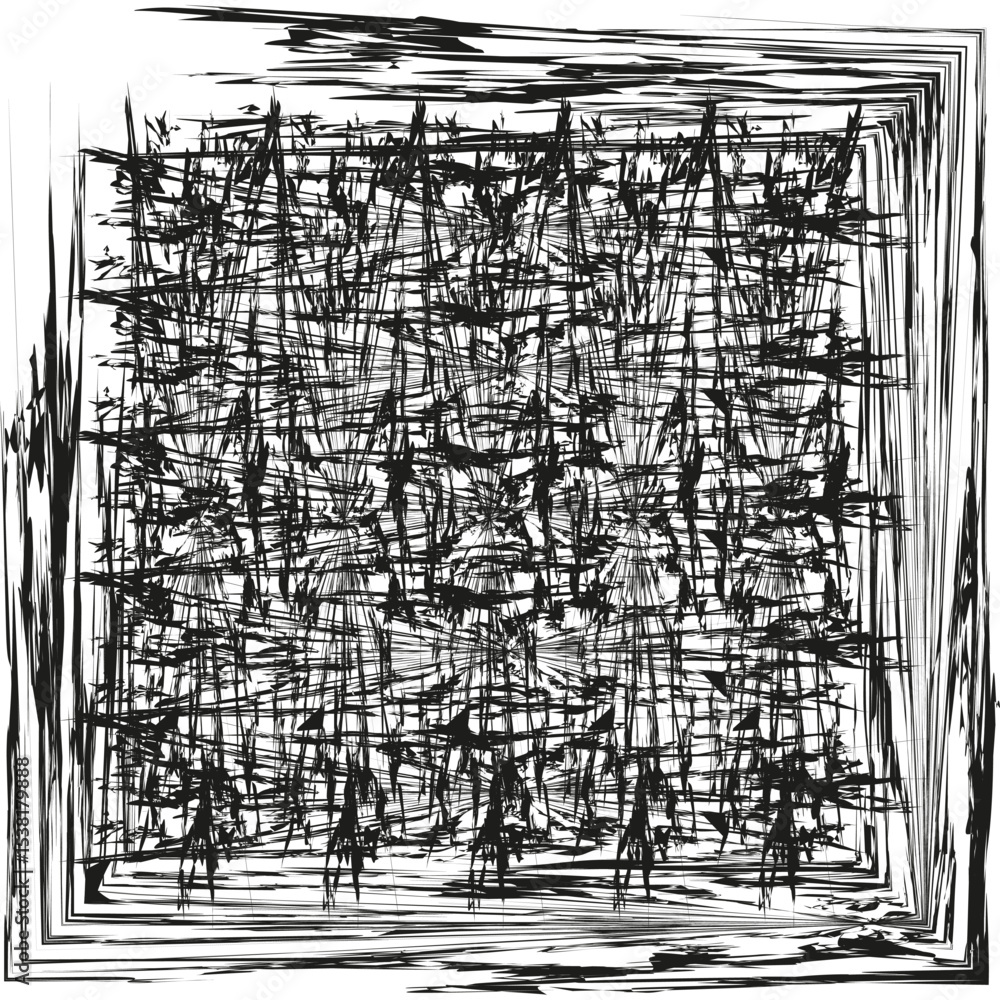 Aufkleber scribble square frame. abstract sketch border. chaotic hand drawn vector. rough contour shape.