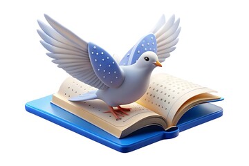 Fototapeta premium Dove on open braille book 3d render
