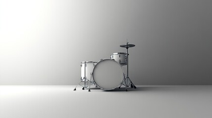 Simple drum set against white background