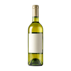 White wine bottle with blank label isolated on transparent background