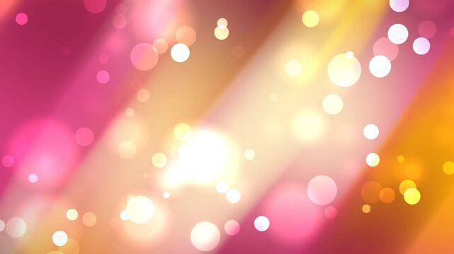 Vibrant diagonal bokeh video background with pink, orange, and golden glow, perfect for celebration, party visuals, cosmetics, or romantic branding designs.