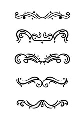 Collection of hand drawn ornamental text divider