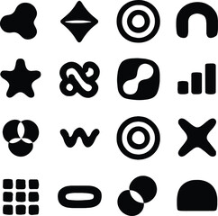 Shiny black and white heart vector icons set with glossy reflections for web design