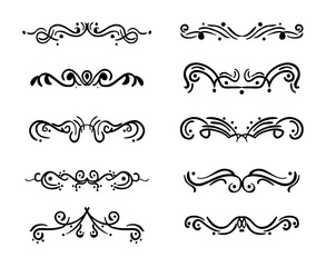 Collection of hand drawn ornamental text divider
