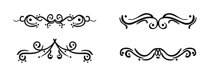Collection of hand drawn ornamental text divider
