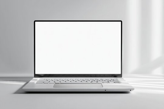 Minimal Laptop Mockup with Blank Screen and Soft Shadows 
