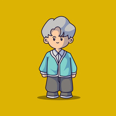 Cute boyband chibi characters with some fashionable clothes and vector art