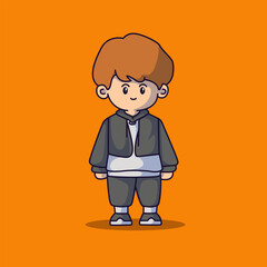 Cute boyband chibi characters with some fashionable clothes and vector art