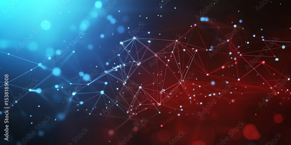 Poster abstract glowing network with triangles and polygons structure design in modern system elements