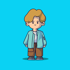 Cute boyband chibi characters with some fashionable clothes and vector art