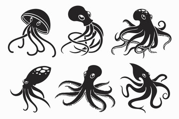 Naklejka premium set of sea animals vector