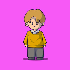 Cute boyband chibi characters with some fashionable clothes and vector art
