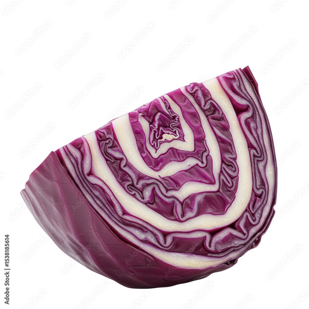 Poster red cabbage wedge cross section isolated on transparent background