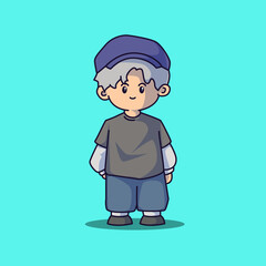 Cute boyband chibi characters with some fashionable clothes and vector art