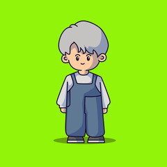 Cute boyband chibi characters with some fashionable clothes and vector art