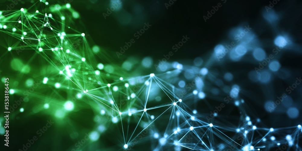 Poster futuristic network connection structure with interconnected dots and lines in abstract space design