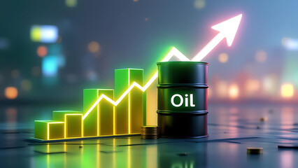 Oil Barrel with Growing Profit Chart Illustration