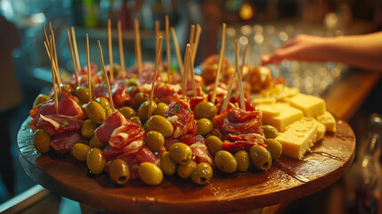 Delicious Tapas Platter A Real Aesthetic Wallpaper Background for Food Lovers