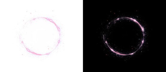 Soft pink neon circle with glowing speed trail and LED flare. A smooth, dynamic PNG overlay perfect for modern designs, motion effects, and stylish light decorations.