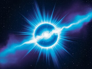 Obraz premium Celestial explosion bright blue starburst nebula