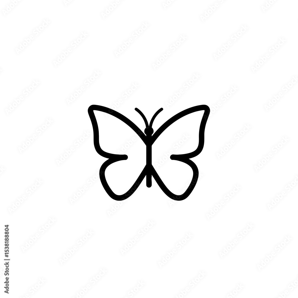 Poster elegant butterfly outline icon for graphic design and creative projects, simple and minimalist vecto