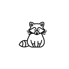 Adorable Raccoon Line Art Illustration - Minimalist Wildlife Icon for Creative Projects and Design Assets, Mammal, Forest Animal