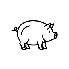 Minimalist Pig Icon Illustration: Clean Vector Line Art for Agricultural or Farm Themed Designs and Children's Learning Resources
