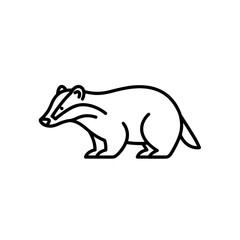 Fototapeta premium Minimalist Badger Outline Illustration: Simple Black and White Animal Icon for Design Projects and Wildlife Themes