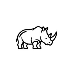 Obraz premium Elegant Rhinoceros Outline Illustration for Modern Design, Wildlife Symbol, Minimalist African Animal Vector, Isolated on White Background, Creative Icon