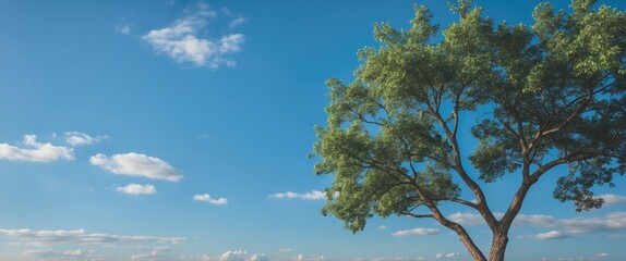 Obraz premium Tree and blue sky on background with empty copy space for text