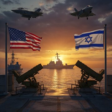 U.S.&ndash;Israel Defense Alliance at Sunset &ndash; 3D Render Scene