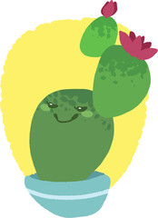 Illustrated, funny cactus character. Cute for children.