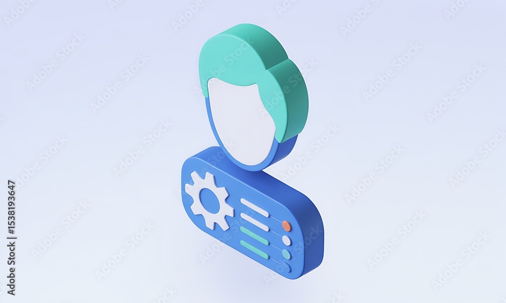 Poster user icon performs settings configuration in a digital environment, symbolizing user personalization