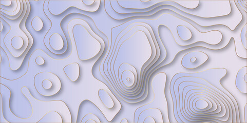 paper cut 3d render topography abstract, beautiful blue Background. geometric map relief texture with curved layers and shadow. Realistic papercut decoration textured with wavy vector design.