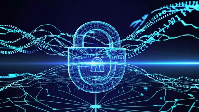 Digital Cybersecurity Lock with Binary Code