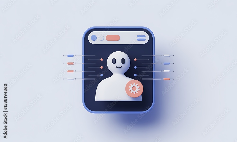 Poster profile icon renders with data, representing a user's digital identity in a simple, modern style, fe