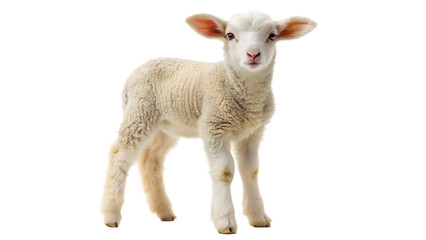 Fototapeta premium Cute lamb standing isolated on a white background