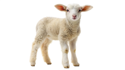 Cute lamb standing isolated on a white background