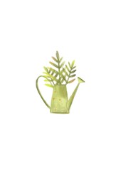 Bouquet of flowers in a green watering can