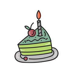 birthday cake with candles slice vector illustration