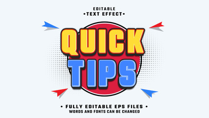 3d quick tips text effect.typhography logo