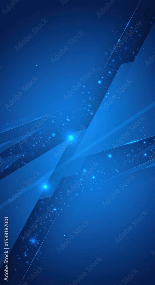 Aufkleber abstract blue geometric background with glowing particles and dynamic lines design