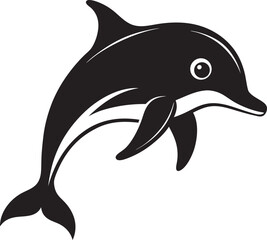 A collection of stylized dolphin illustration, depicting pose and movements with clean lines and a minimalist aesthetic