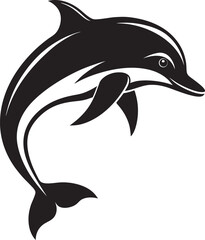 A collection of stylized dolphin illustration, depicting pose and movements with clean lines and a minimalist aesthetic