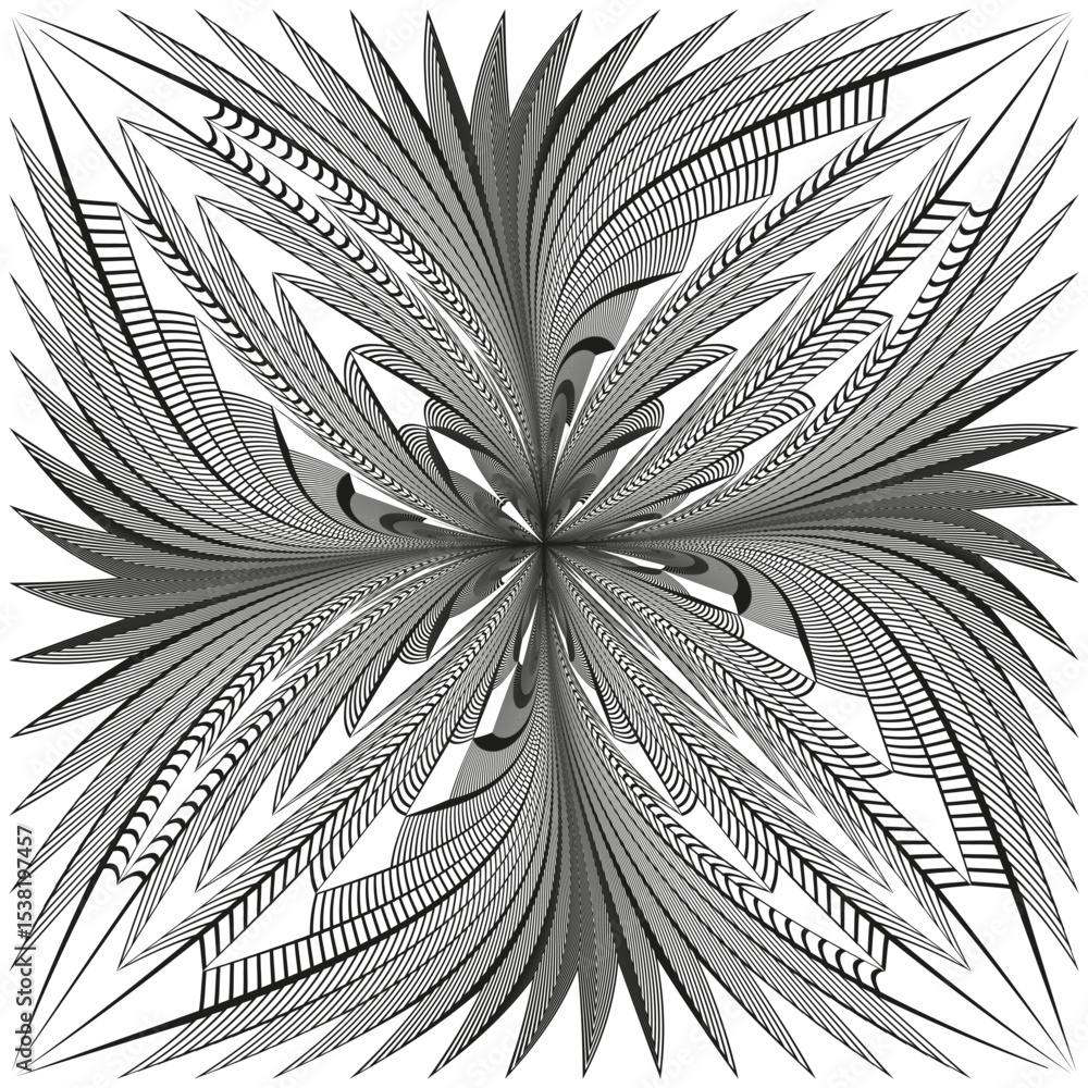 Poster radial burst figure. spiral gradient shape. star swirl icon. vector abstract form.