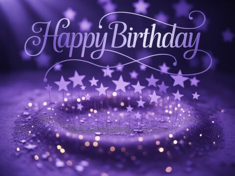 Happy birthday magical purple starry night