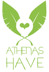 Concept for a logo, with leaves and showing an owl.