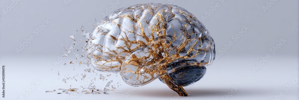 Poster Glass Brain With Shattered Nerves Creatively Illustrates the Fragility of Thoughts and Memories in a Surreal Display