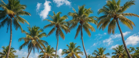 Palm Trees Travel Background with Empty Copy Space For Text