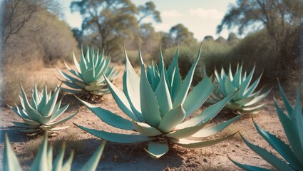 Fototapeta premium Agave Angustifolia is a type of agave plant with empty copy space for text.